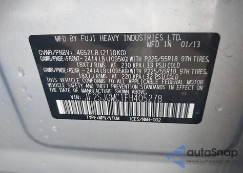2014 Subaru Forester 2.0Xt Touring from USA, damaged, VIN JF2SJGMC1EH405278